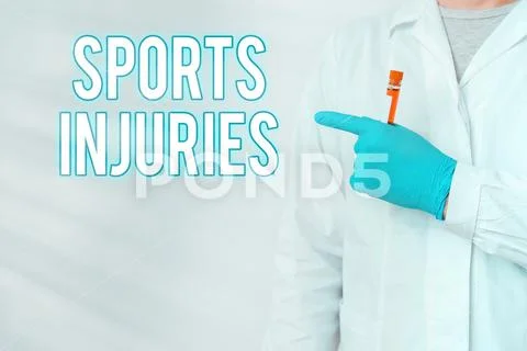 Writing note showing Sports Injuries. Business photo showcasing injuries that Stock Photos