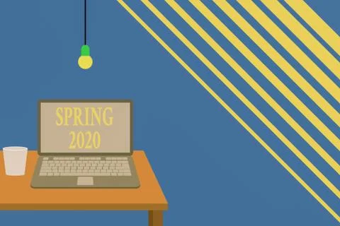 Writing note showing Spring 2020. Business photo showcasing time of year where Stock Illustration