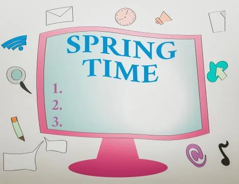 Writing note showing Spring Time. Business photo showcasing temperate season of Illustrazione stock