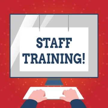 Writing note showing Staff Training. Business photo showcasing program helps Illustrazione stock