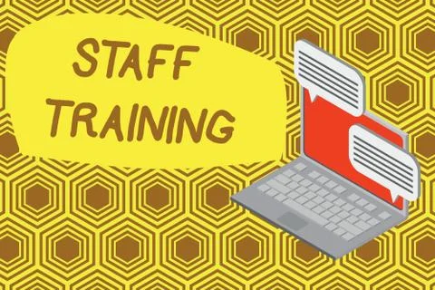 Writing note showing Staff Training. Business photo showcasing program that Illustrazione stock
