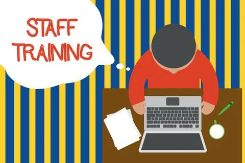 Writing note showing Staff Training. Business photo showcasing A program that Stock Illustration