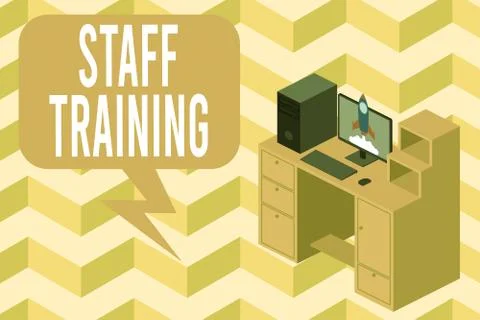 Writing note showing Staff Training. Business photo showcasing program that Illustrazione stock