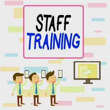 Writing note showing Staff Training. Business photo showcasing program that Illustrazione stock