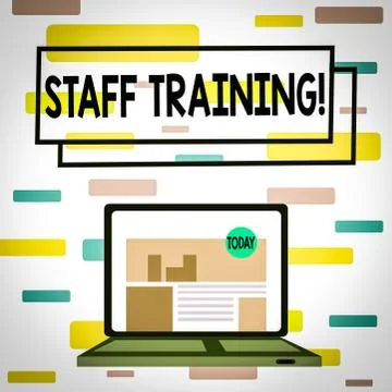 Writing note showing Staff Training. Business photo showcasing program that Illustrazione stock