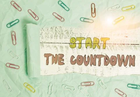 Writing note showing Start The Countdown. Business photo showcasing Sequence of Stock-Fotos