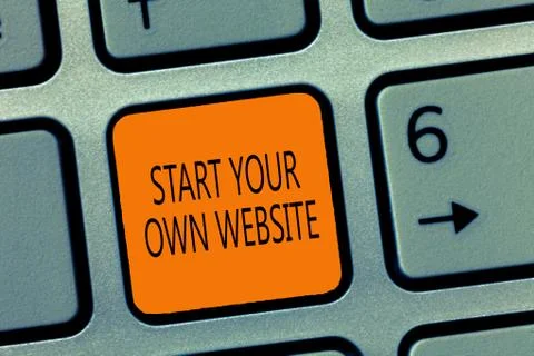 Writing note showing Start Your Own Website. Business photo showcasing serve as Stock Photos