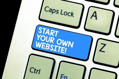 Writing note showing Start Your Own Website. Business photo showcasing Serve as Foto stock
