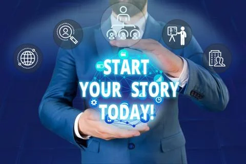 Writing note showing Start Your Story Today. Business photo showcasing work hard Stockfoto's