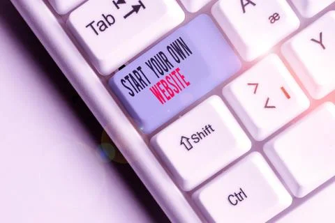 Writing note showing Start Your Own Website. Business photo showcasing serve as Stock Photos