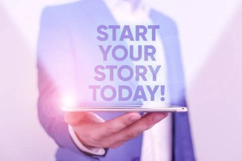 Writing note showing Start Your Story Today. Business photo showcasing work hard Stockfoto's