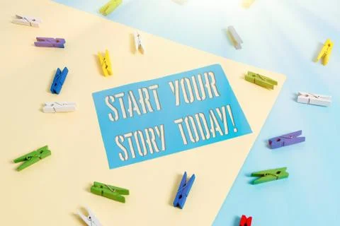 Writing note showing Start Your Story Today. Business photo showcasing work hard Stockfoto's