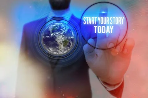 Writing note showing Start Your Story Today. Business photo showcasing work hard Stockfoto's