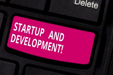 Writing note showing Startup And Development. Business photo showcasing search Stock Photos