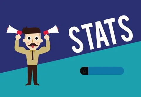 Writing note showing Stats. Business photo showcasing practice or science of  Stock Illustration