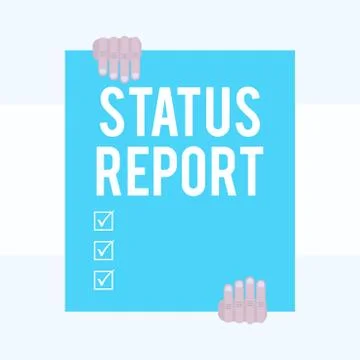 Writing note showing Status Report. Business photo showcasing Update Summary of Stock Illustration