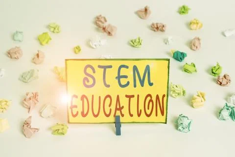 Writing note showing Stem Education. Business photo showcasing develop to Stock Photos