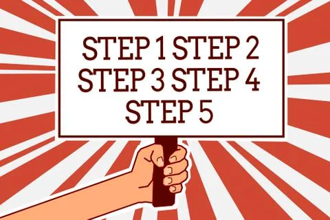 Writing note showing Step 1 2 3 4 5. Business photo showcasing Steps levels of a Stock Illustration