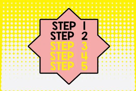 Writing note showing Step 1, 2, 3, 4 and 5. Business photo showcasing Steps Stock Illustration