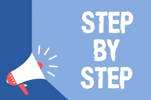 Writing note showing Step By Step. Business photo showcasing Slow progress Road Illustrazione stock