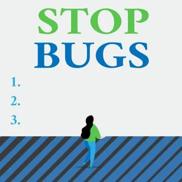 Writing note showing Stop Bugs. Business photo showcasing Get rid an insect or Illustrazione stock