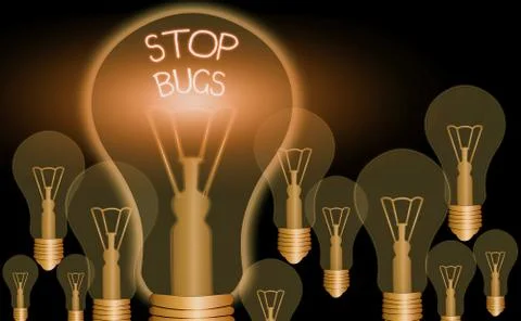Writing note showing Stop Bugs. Business photo showcasing Get rid an insect or Illustrazione stock
