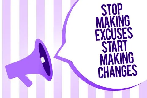 Writing note showing Stop Making Excuses Start Making Changes. Business photo Stock Illustration