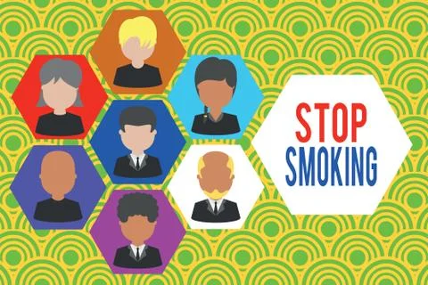 Writing note showing Stop Smoking. Business photo showcasing Discontinuing or Stock Illustration