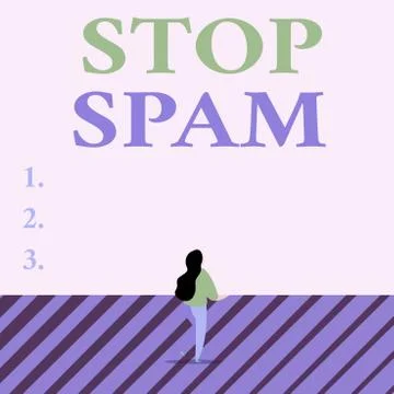 Writing note showing Stop Spam. Business photo showcasing end the Intrusive or Stock Illustration