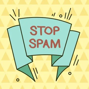 Writing note showing Stop Spam. Business photo showcasing end the Intrusive or Stock Illustration