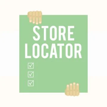Writing note showing Store Locator. Business photo showcasing to know the イラスト素材