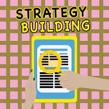 Writing note showing Strategy Building. Business photo showcasing Leveraging Ilustración de archivo