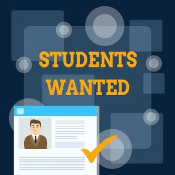 Writing note showing Students Wanted. Business photo showcasing list of things Illustrazione stock