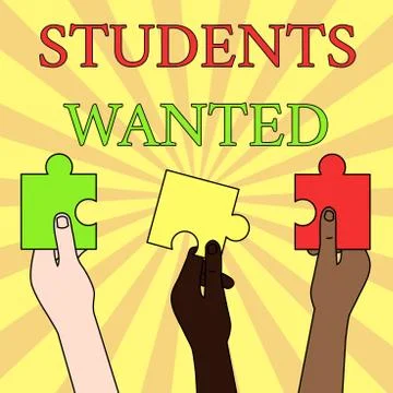Writing note showing Students Wanted. Business photo showcasing list of things Illustrazione stock