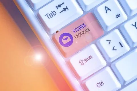 Writing note showing Studies Program. Business photo showcasing Platform help Stock Photos