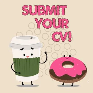 Writing note showing Submit Your Cv. Business photo showcasing Looking for a job イラスト素材