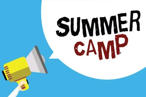 Writing note showing Summer Camp. Business photo showcasing Supervised program Stock Illustration