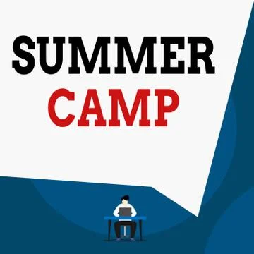 Writing note showing Summer Camp. Business photo showcasing supervised program Stock Illustration