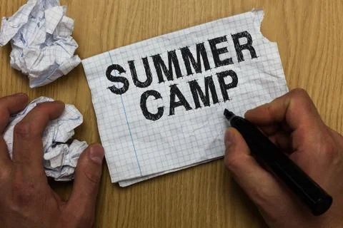 Writing note showing Summer Camp. Business photo showcasing Supervised program Foto stock
