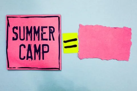 Writing note showing Summer Camp. Business photo showcasing Supervised program Stock Photos