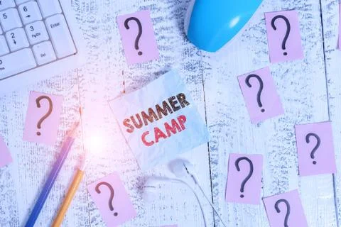 Writing note showing Summer Camp. Business photo showcasing supervised program Foto stock