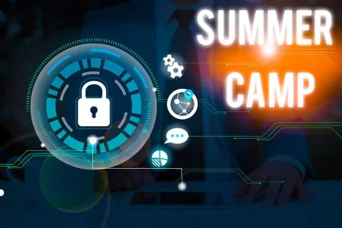 Writing note showing Summer Camp. Business photo showcasing supervised program Foto stock
