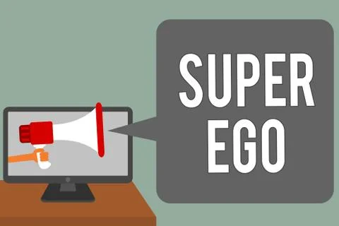 Writing note showing Super Ego. Business photo showcasing The I or self of any Stock Illustration
