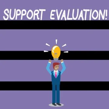 Writing note showing Support Evaluation. Business photo showcasing Assisting Stock Illustration