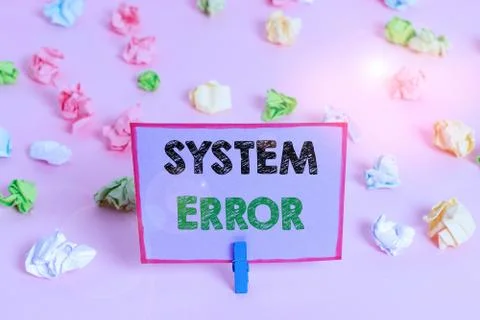 Writing note showing System Error. Business photo showcasing instruction that is Foto stock