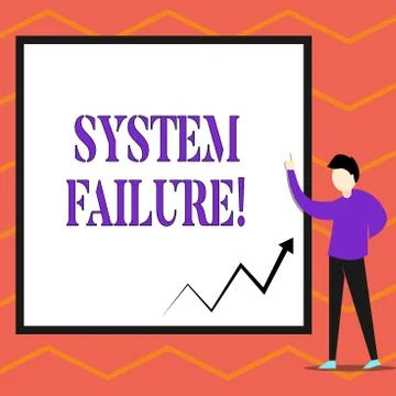 Writing note showing System Failure. Business photo showcasing Occur because of Illustrazione stock