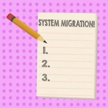 Writing note showing System Migration. Business photo showcasing Moving programs Stock Illustration