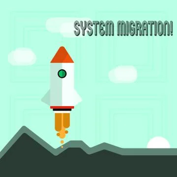 Writing note showing System Migration. Business photo showcasing Moving programs Stock Illustration