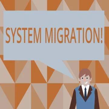 Writing note showing System Migration. Business photo showcasing Moving programs Stock Illustration
