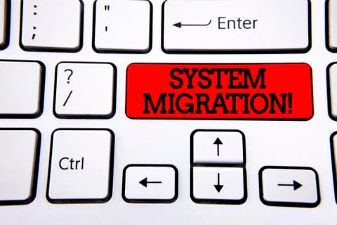 Writing note showing  System Migration Motivational Call. Business photo show Stock Photos